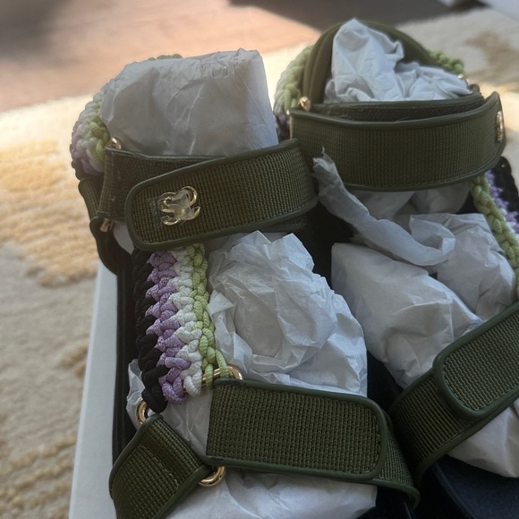 $345 New in box Sandro Army Green Braided Strap Sandals Sz 37 - Picture 3 of 3